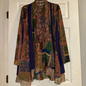 Soft Surroundings Cardigan Duster Patchwork Multicolor Bohemian Size L
